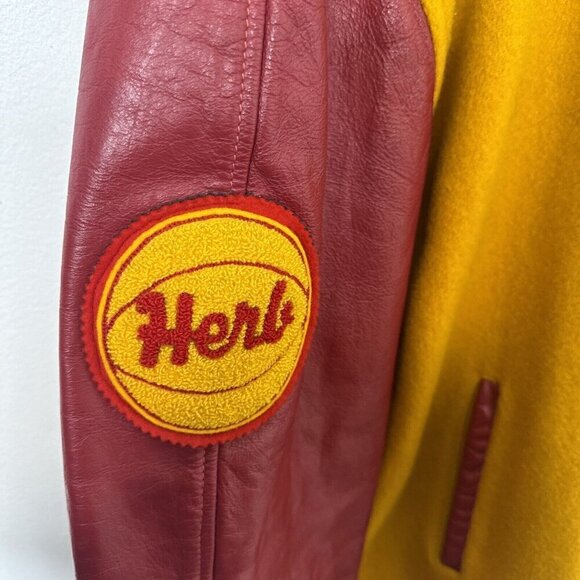 Vintage 1966 Varsity Men M/L Basketball Lords Edmonton Leather Wool Jacket - Picture 2 of 11